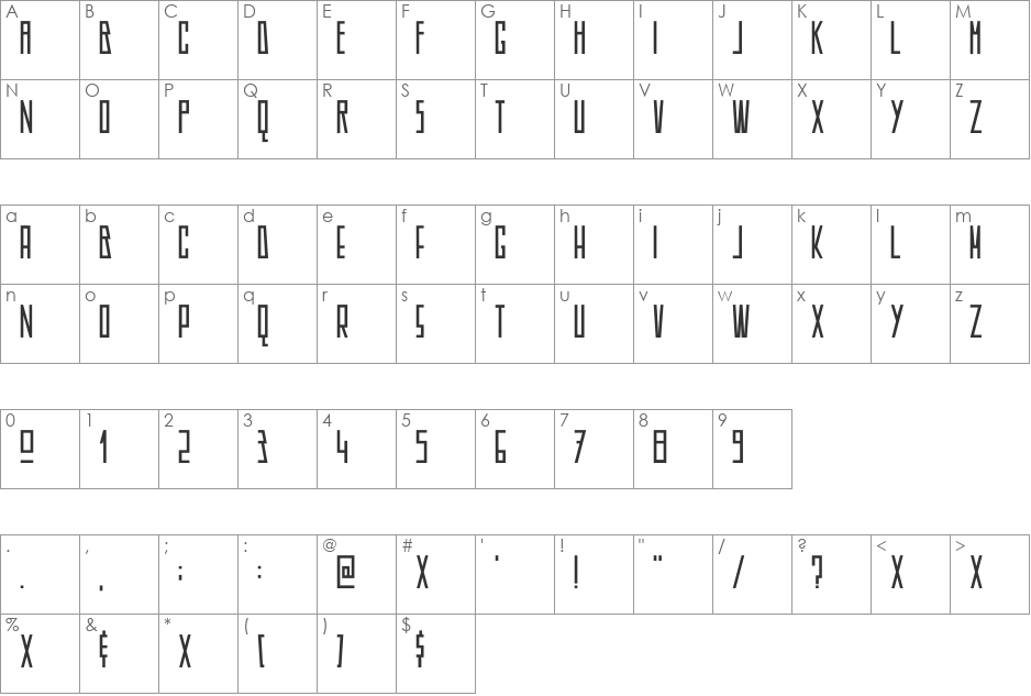 DK Americain font character map preview