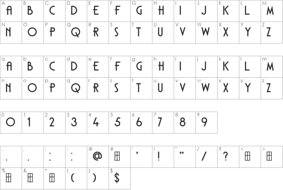 DK Carambola font character map preview