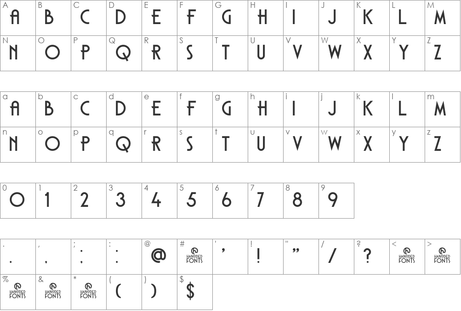 DK Carambola font character map preview