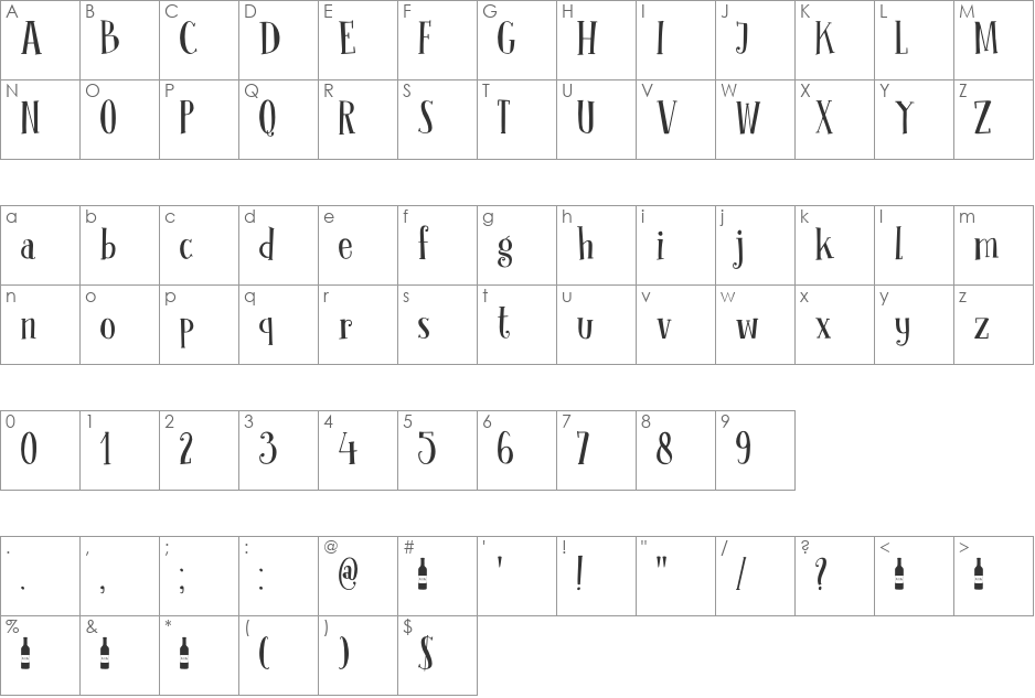DK Clochard font character map preview