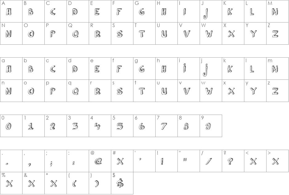 DK Cul De Sac font character map preview