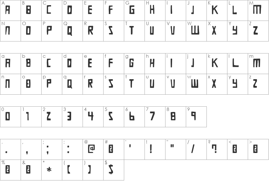 DK Die Bruecke font character map preview