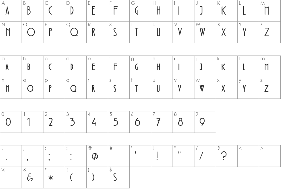 DK Fledermaus font character map preview