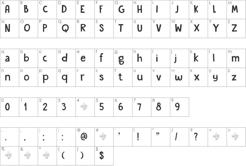 DK Garden Gnome font character map preview