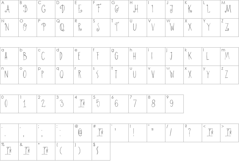 DK Hangmans Delight font character map preview