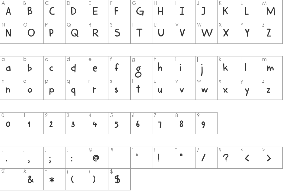 DK Harimau font character map preview