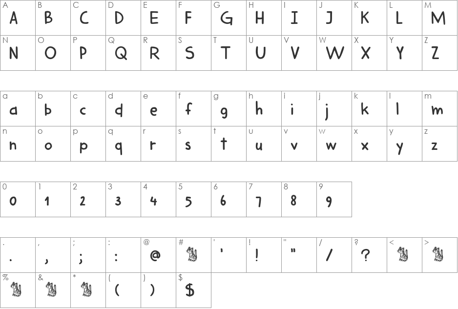 DK Harimau Dua font character map preview