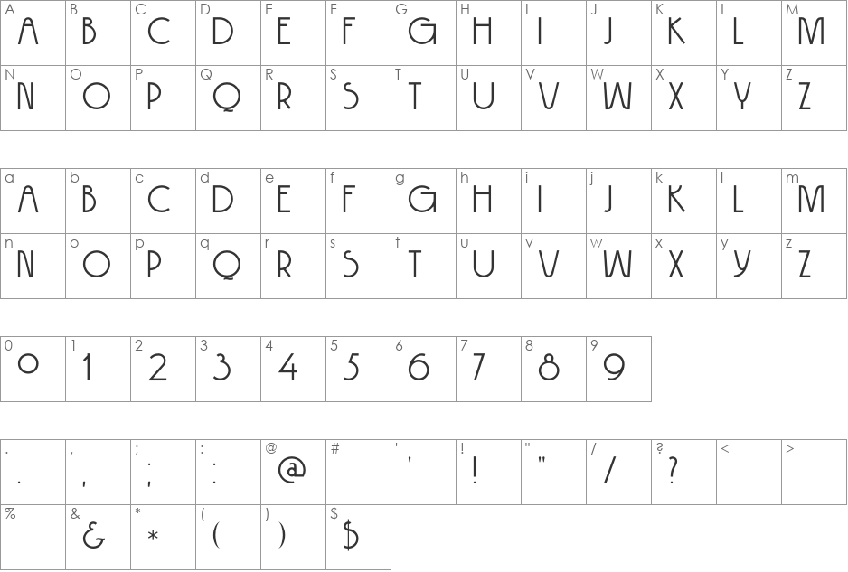 DK Hokitika font character map preview