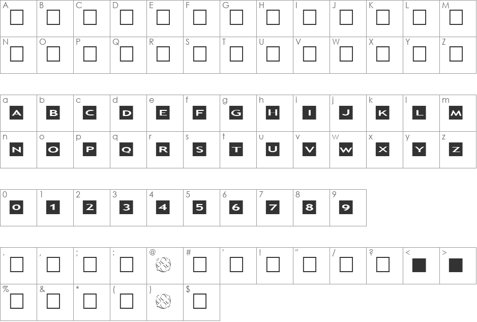 AlphaShapes squares font character map preview