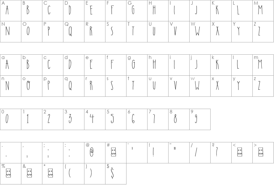 DK Insomniac font character map preview