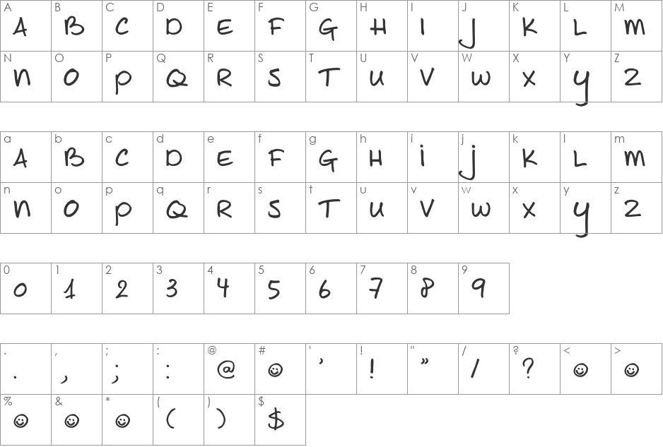 DK Joe Schmoe font character map preview
