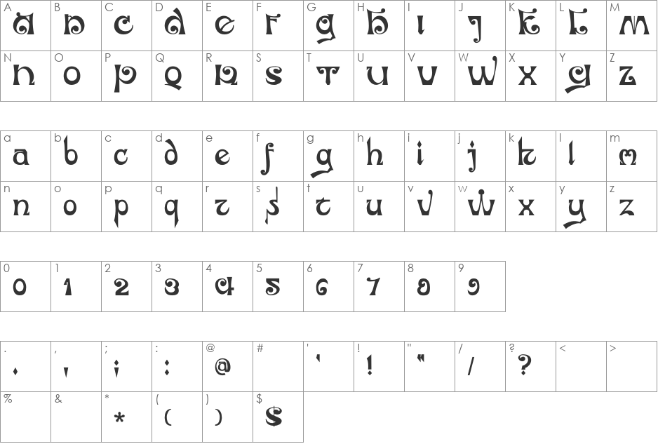 DK Jubileum font character map preview