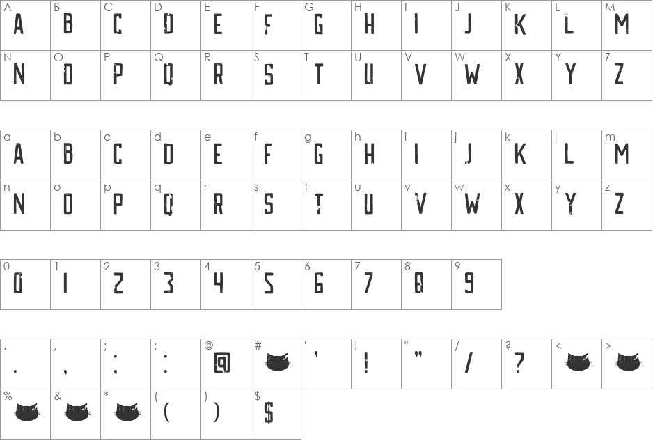 DK Katzenjammer font character map preview