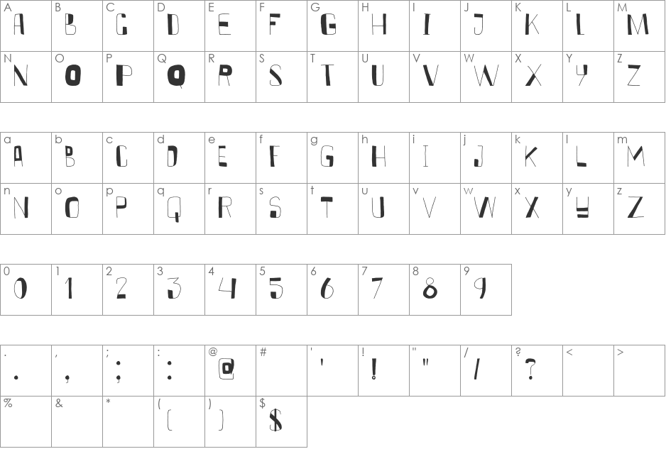 DK Kurkuma font character map preview