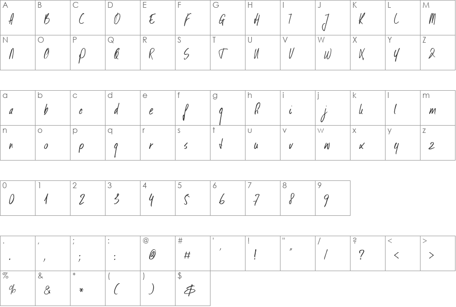 DK Kusukusu font character map preview