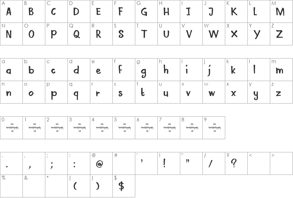 DK Mama Bear font character map preview