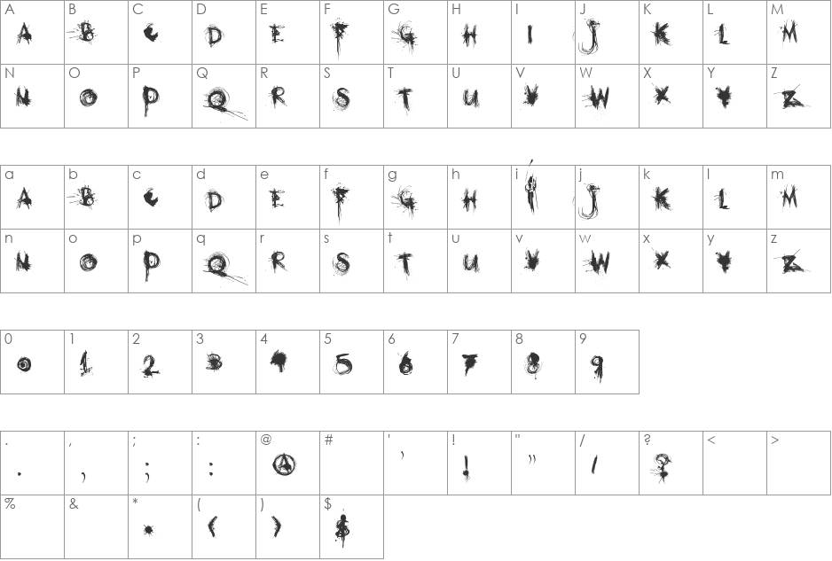 DK Mothman font character map preview