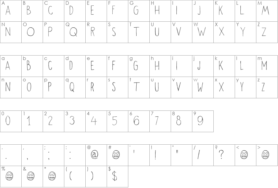 DK Okiku font character map preview