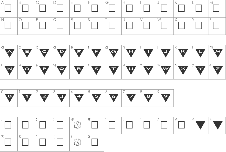 AlphaShapes triangles 2 font character map preview