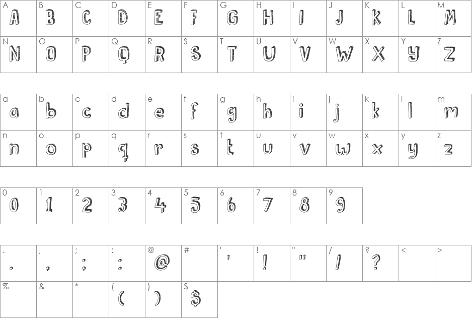 DK Pusekatt font character map preview