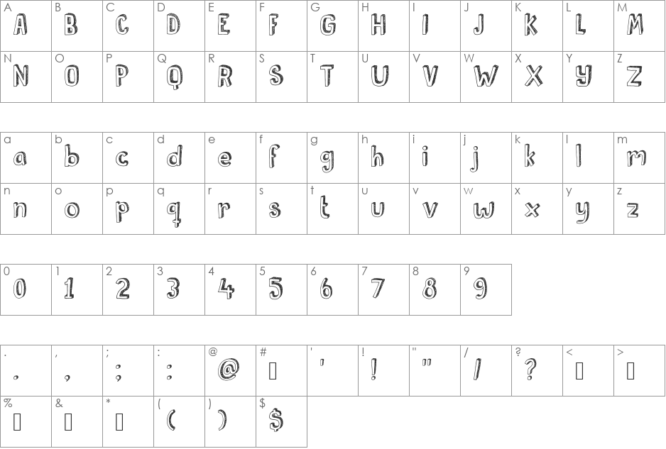DK Pusekatt font character map preview
