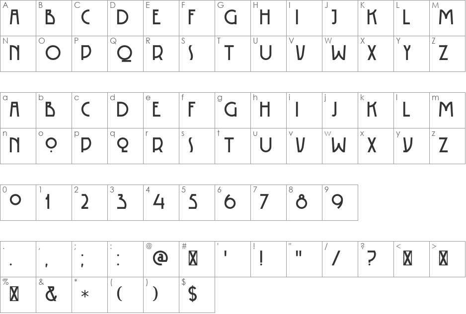 DK Rotorua font character map preview