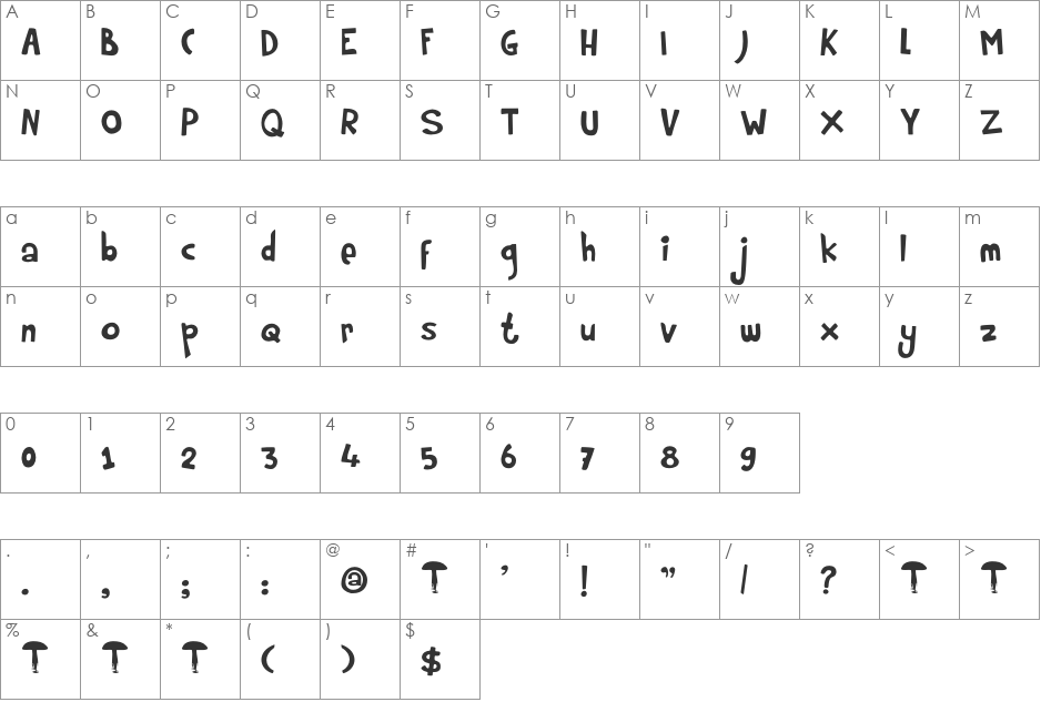 DK Rumpelstiltskin font character map preview
