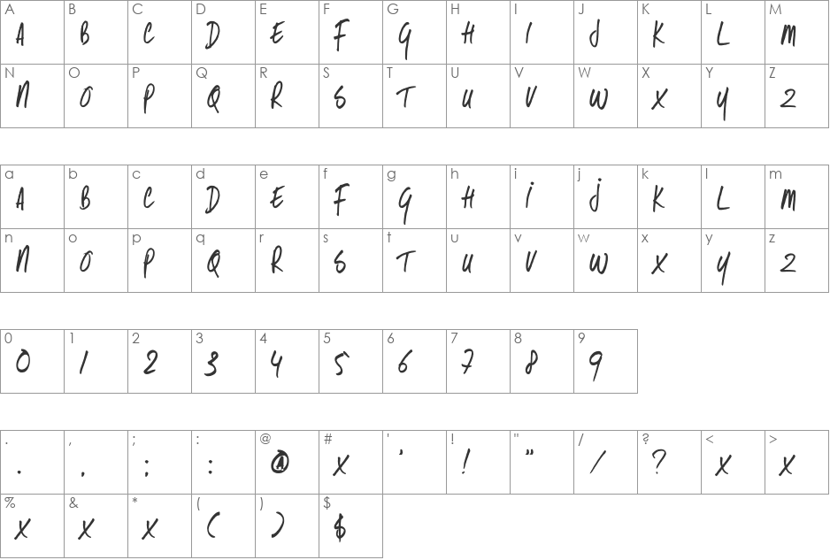 DK Same Same But Different font character map preview