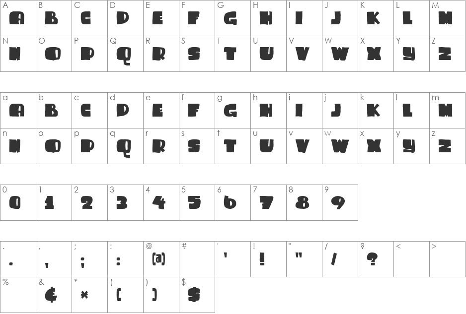 DK Sammy Boy font character map preview