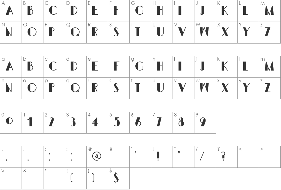 DK Semarang Kolonial font character map preview