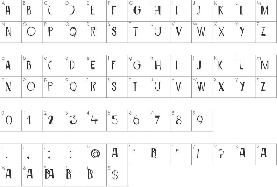 DK Sirius B font character map preview