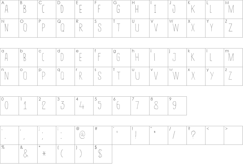 DK Suco De Laranja font character map preview