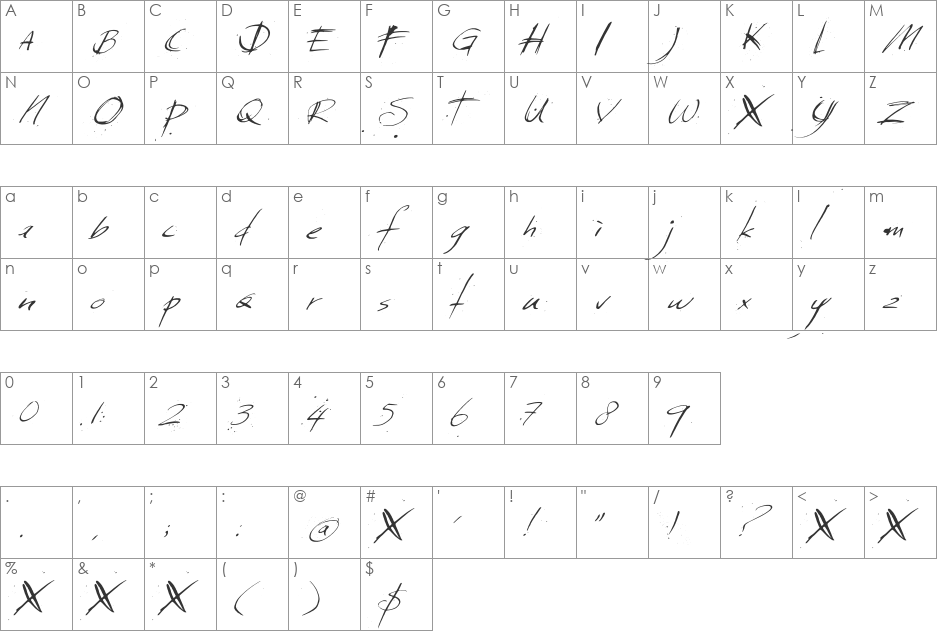 DK Sunday Monday font character map preview