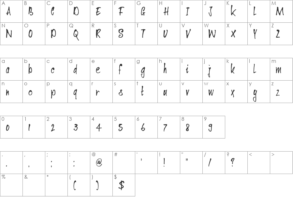 DK Ventana font character map preview