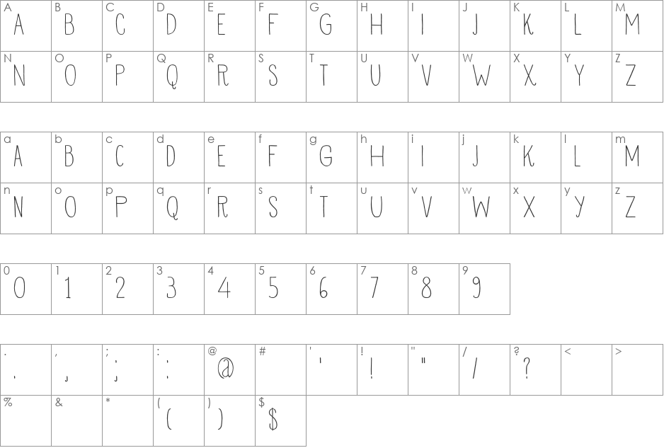 DK Vermilion font character map preview