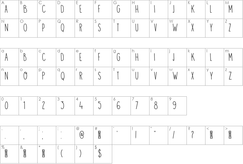DK Visum font character map preview
