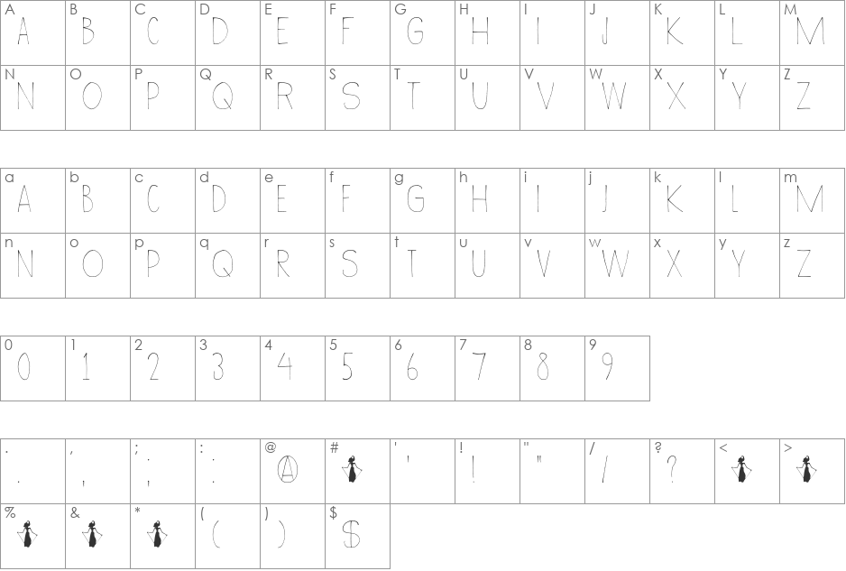 DK Wayang font character map preview