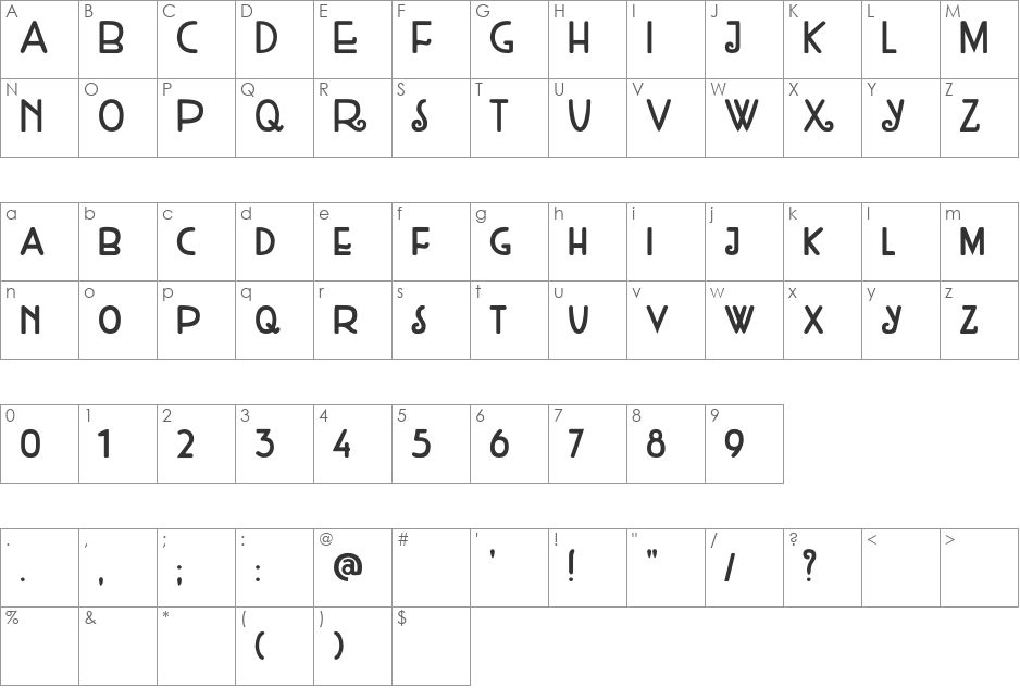 DK Weltschmerz font character map preview