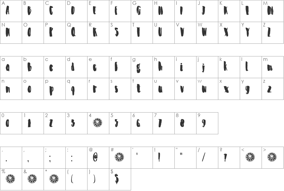 DK Zesty Lime font character map preview