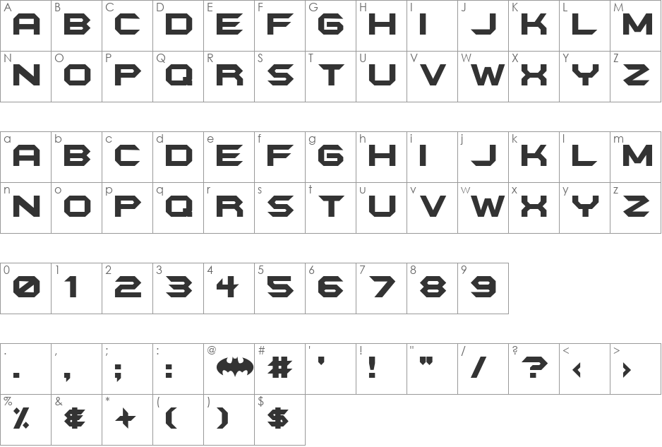 DKC Forever font character map preview