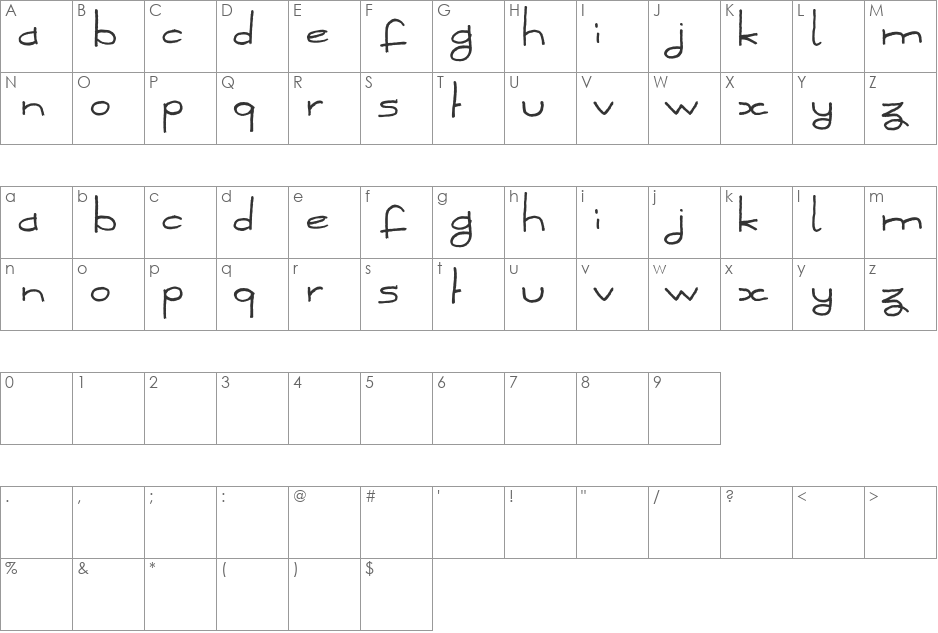 Dker font character map preview