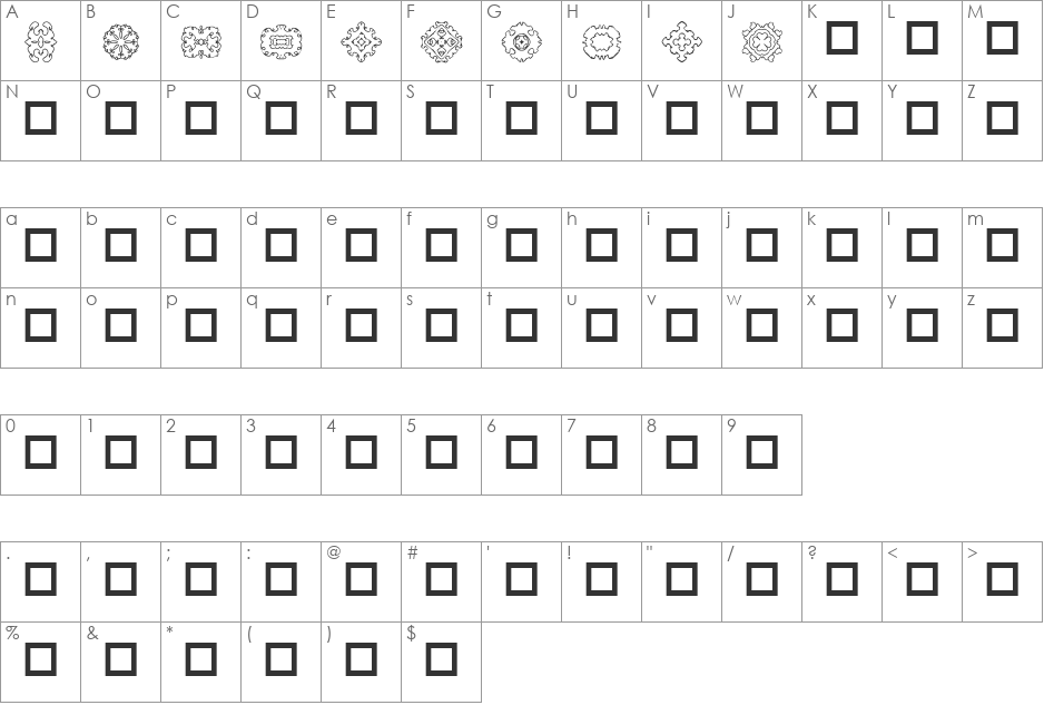 DLDesigns6 font character map preview