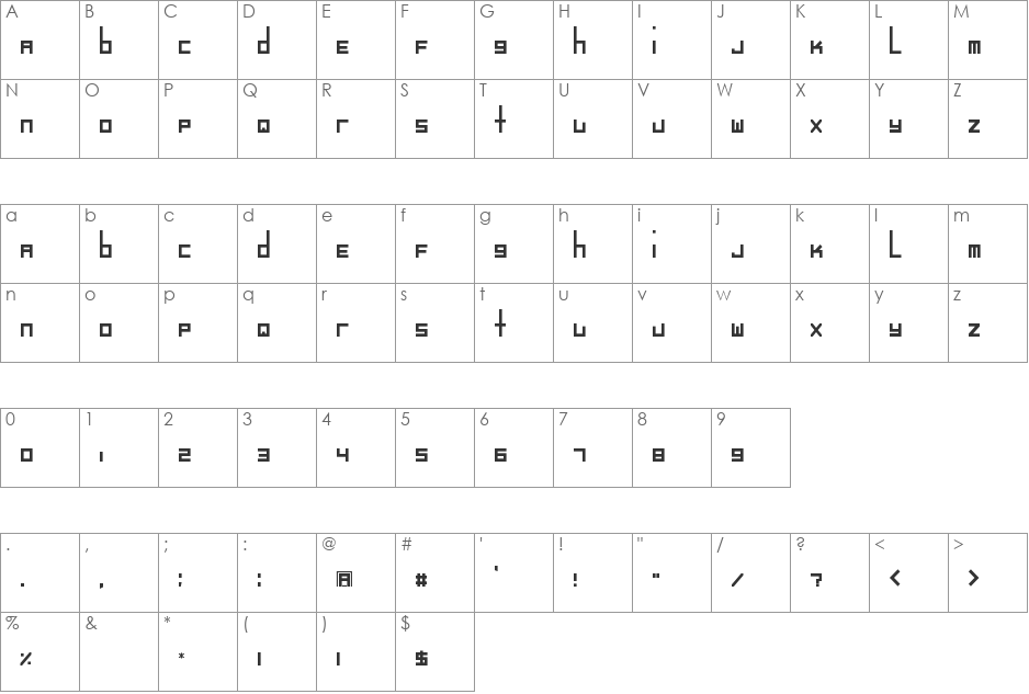 dLi studo SQ font character map preview