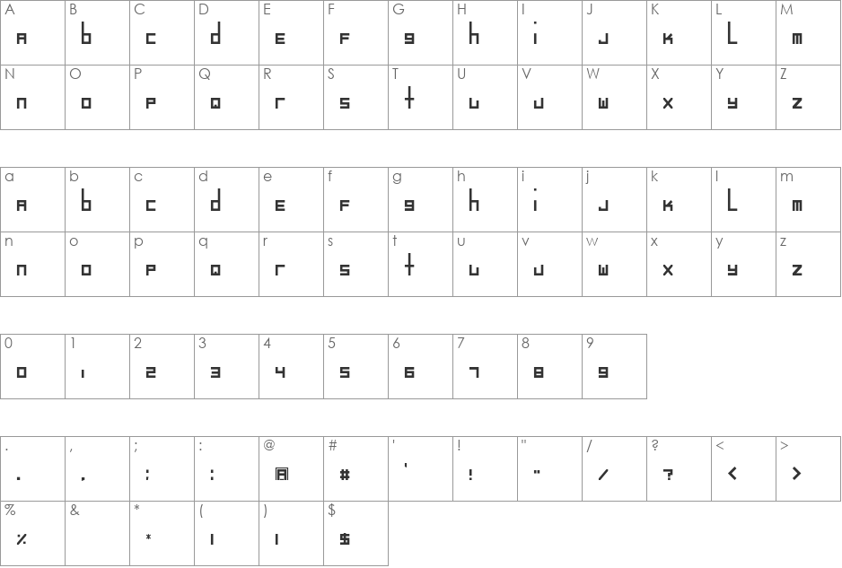 dLi studo SQ font character map preview