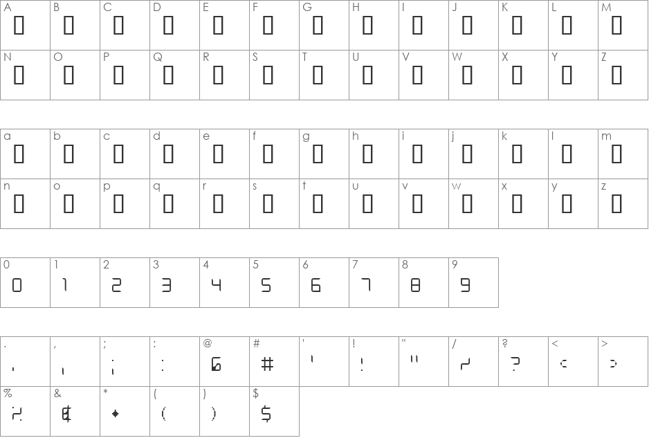 Dlila Light font character map preview