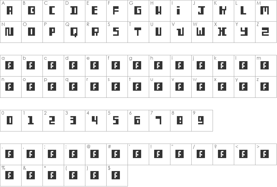 DMD Font font character map preview