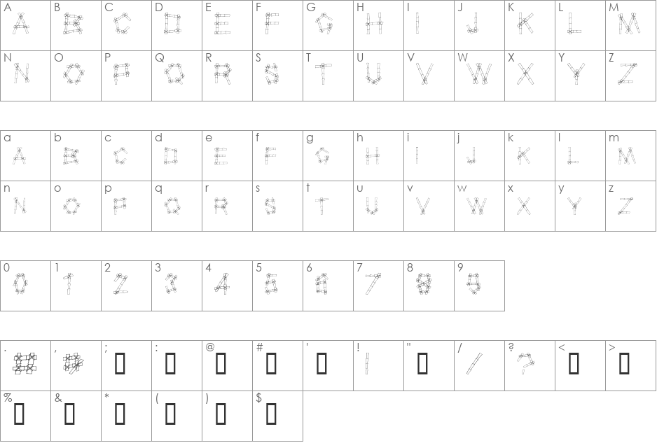 AlphaSurvivor font character map preview