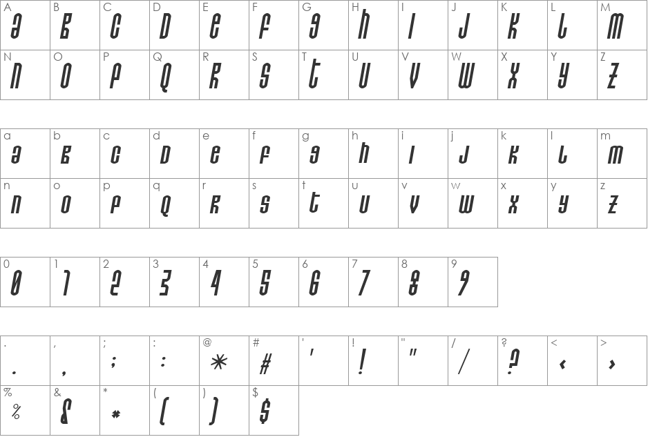 Do not eat this Italic font character map preview