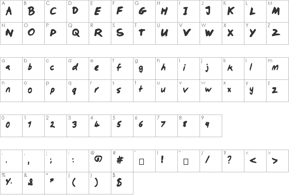 DobboChisel font character map preview