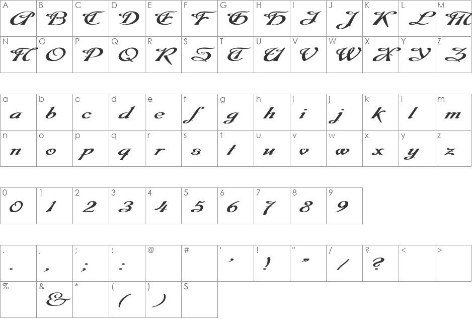 Dobkin Ex Bold font character map preview